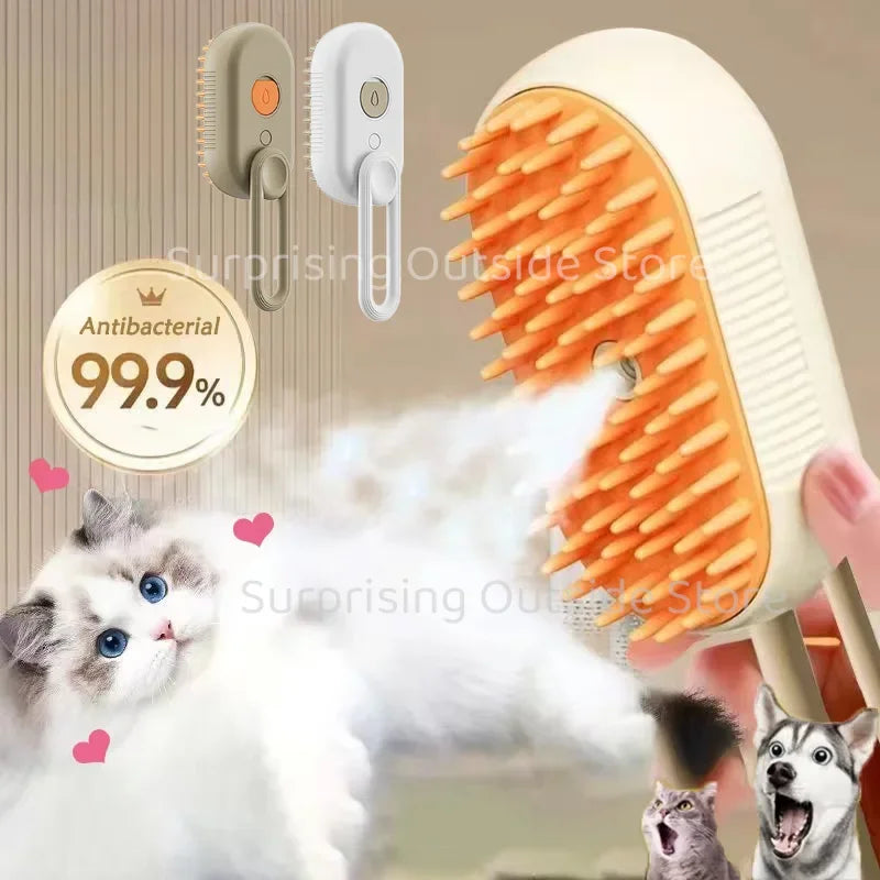 Cat Steam Brush — Water-Only Mist Groomer