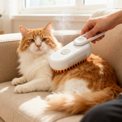 Cat Steam Brush — Water-Only Mist Groomer